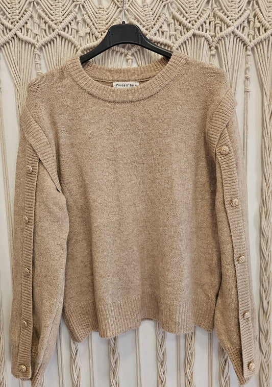 Pull Bouton fantaisie manche