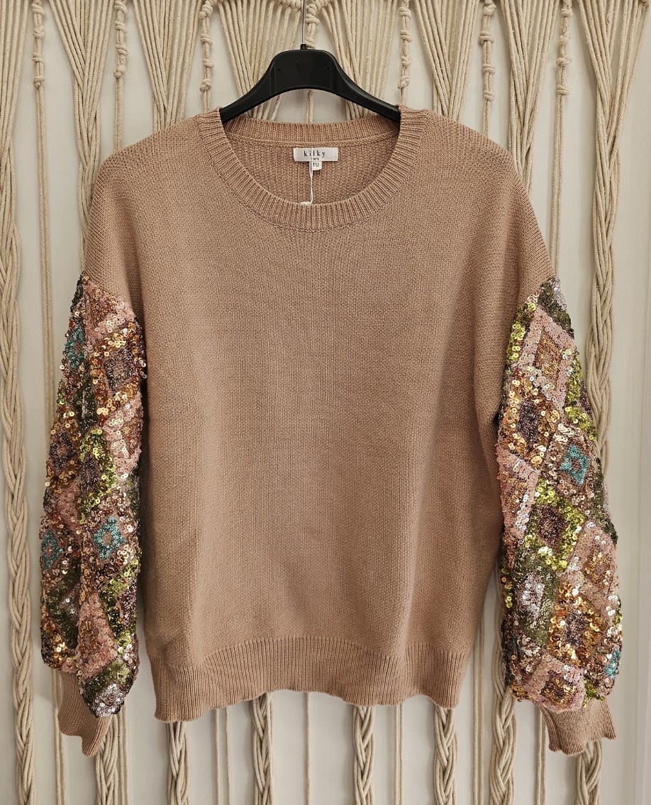 Pull manche sequin