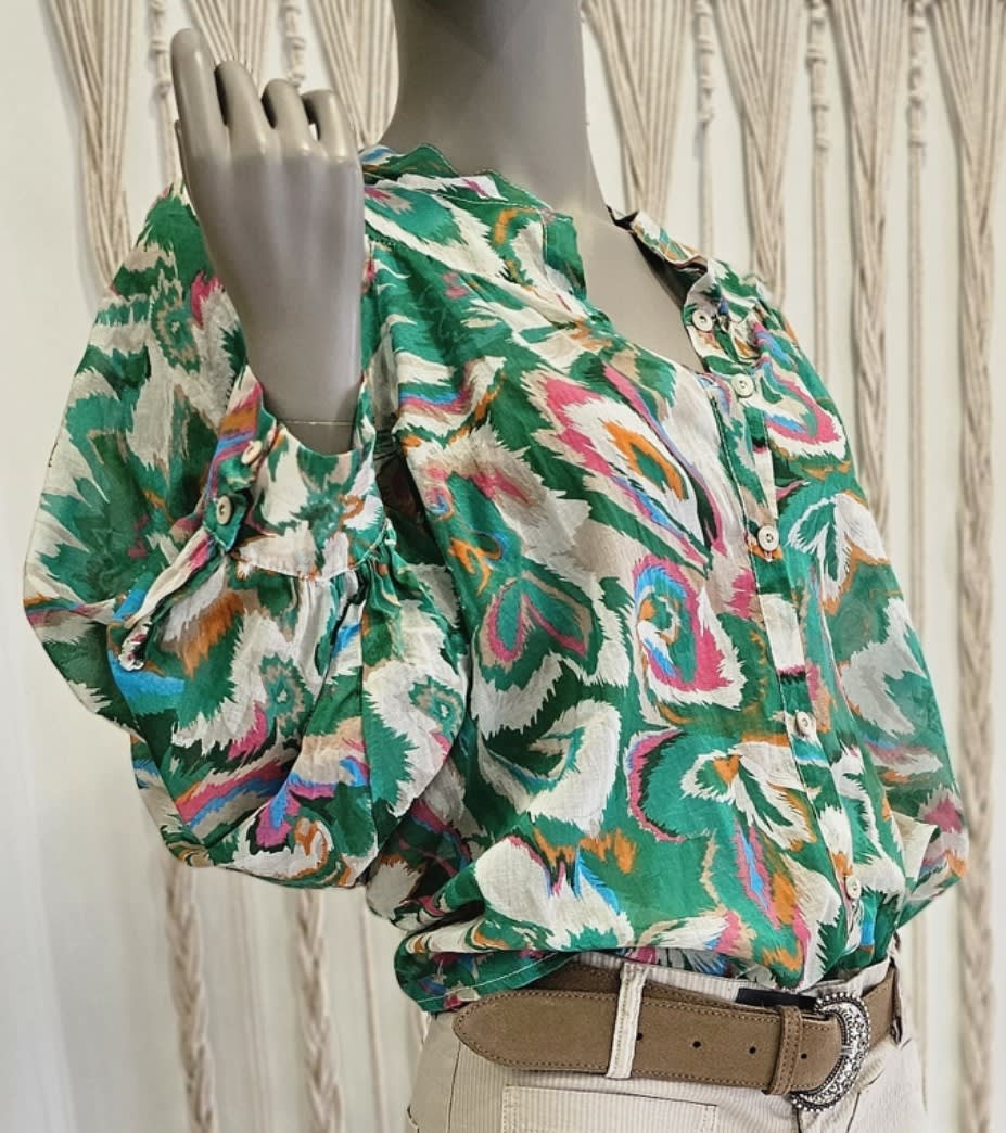 Blouse De Peintre Voile de Coton "Print"